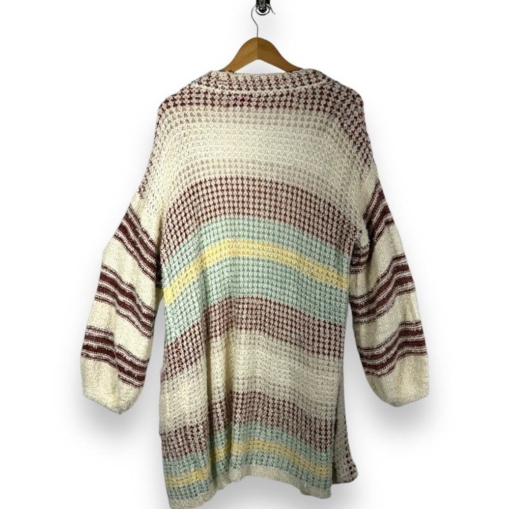 Net 153 Oversized Balloon Sleeve Open Front Cardigan, Multicolor Stripe, M/L - Picture 11 of 15